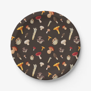 Mushroom pattern paper plates