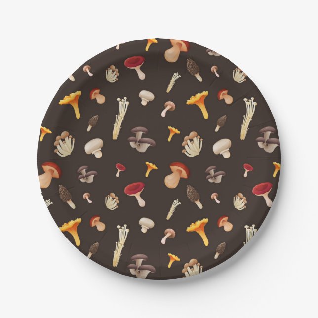 Mushroom pattern paper plates (Front)