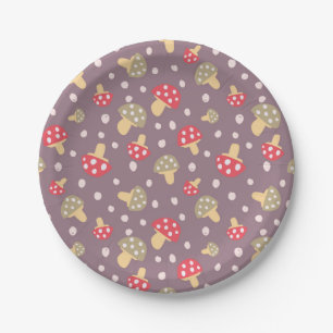 Mushroom pattern paper plates