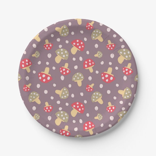 Mushroom pattern paper plates (Front)