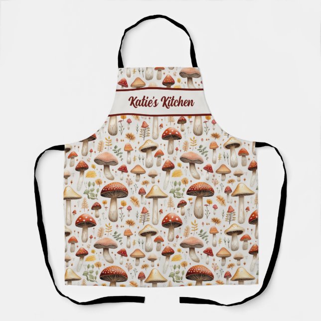 Mushroom Pattern Personalized All-Over Print Apron (Front)
