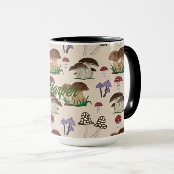 Mushroom Pattern Personalized  Mug by Eclectic_Ramblings at Zazzle