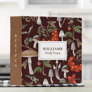 Mushroom Pattern Recipe Cookbook 3 Ring Binder