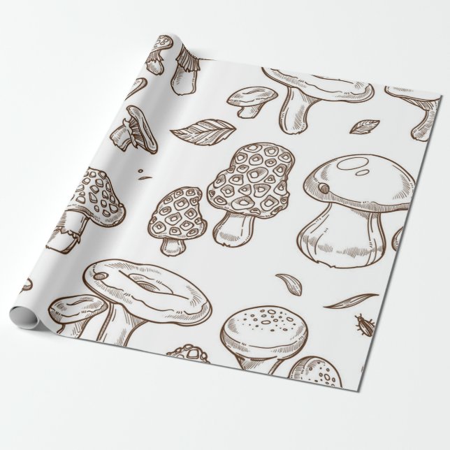 Mushroom pattern wrapping paper (Unrolled)