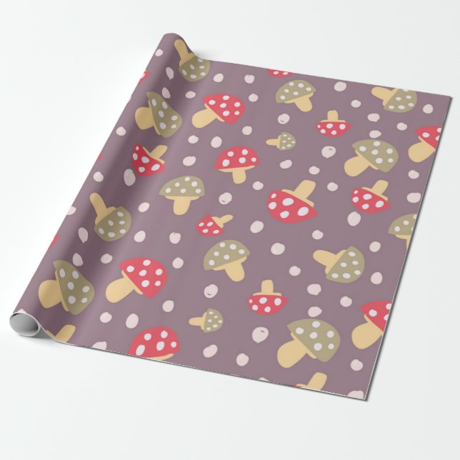 Mushroom pattern wrapping paper (Unrolled)