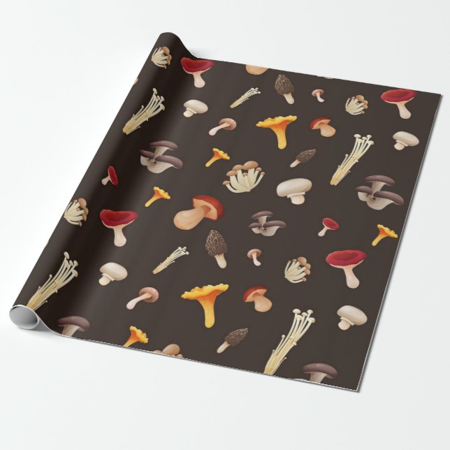 Mushroom pattern wrapping paper (Unrolled)