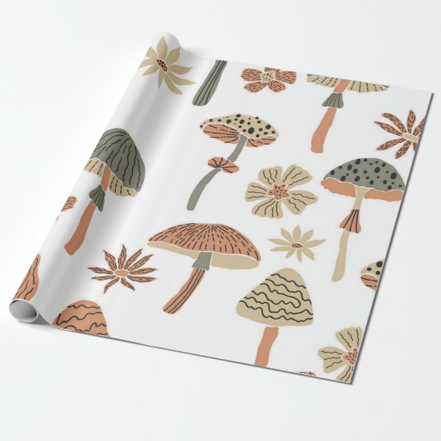 Mushroom pattern wrapping paper (Unrolled)