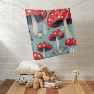 Mushroom personalized baby blanket. Baby gift Blanket