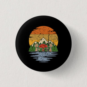 Mushroom Picking Retro Button