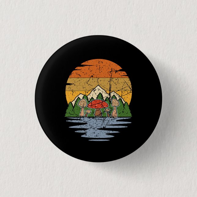 Mushroom Picking Retro Button (Front)