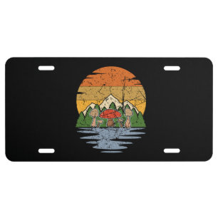 Mushroom Picking Retro License Plate