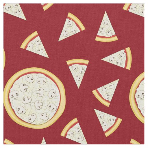 Mushroom Pizza Cute Food Kids Fabric