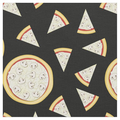 Mushroom Pizza Cute Food Kids Fabric