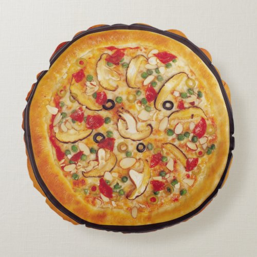 Mushroom Pizza Round Pillow