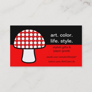 Mushroom Polka Custom Business Card by ArtColorLifeStyle at Zazzle