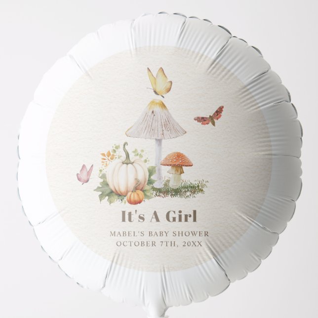 Mushroom Pumpkin Butterfly Woodland Baby Shower Balloon (Front)