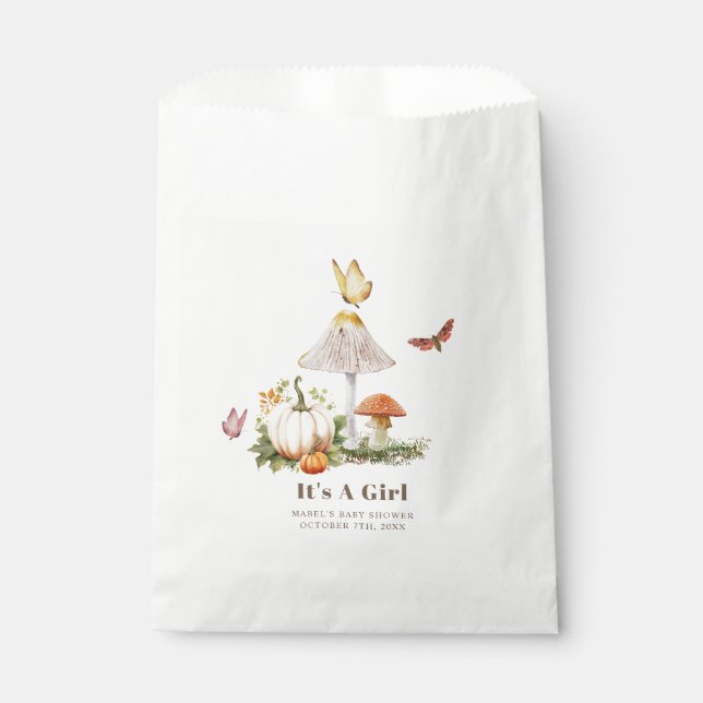 Mushroom Pumpkin Butterfly Woodland Baby Shower Favor Bag (Front)