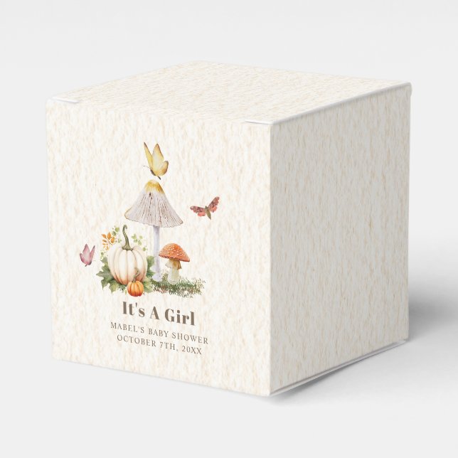 Mushroom Pumpkin Butterfly Woodland Baby Shower Favor Boxes (Front Side)