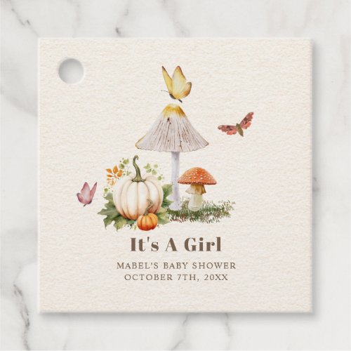 Mushroom Pumpkin Butterfly Woodland Baby Shower Favor Tags