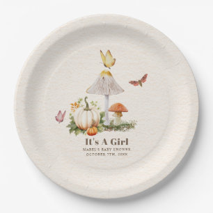 Mushroom Pumpkin Butterfly Woodland Baby Shower Paper Plates