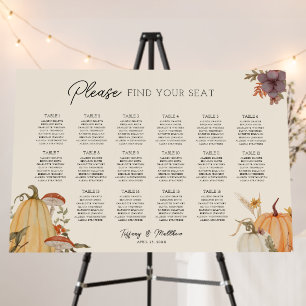 Mushroom Pumpkins Fall Wedding Seating Chart Foam Board