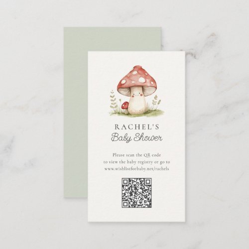 Mushroom QR Code Online Registry Baby Shower Enclosure Card