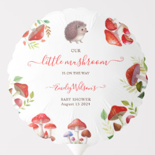 Mushroom Red Watercolor Forest Rustic Baby Shower Balloon
