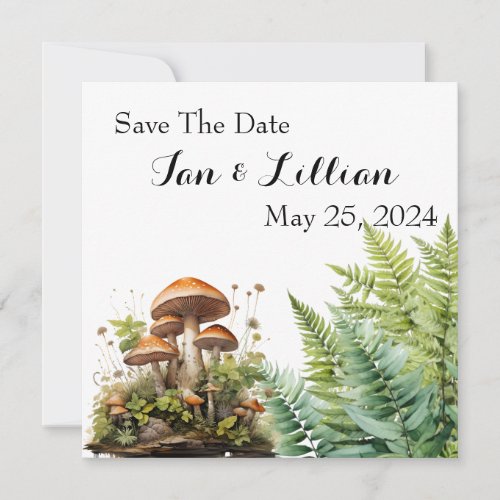Mushroom Rustic Wedding Save the Date