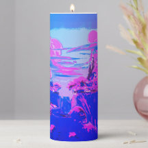 mushroom scenery in pink sunset