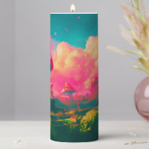 mushroom scenery in pink sunset