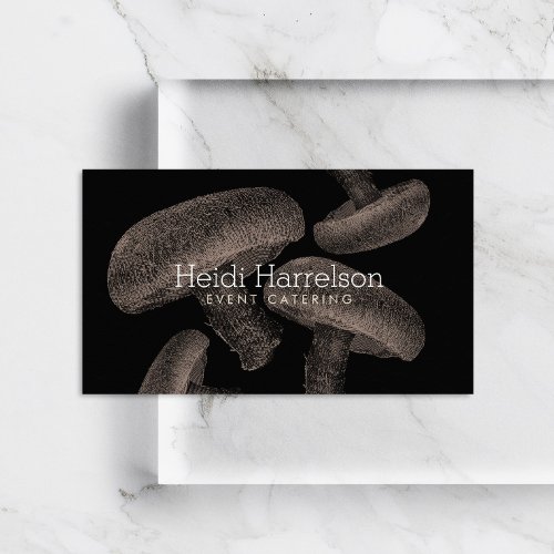 Mushroom Screen_Print Illustration TanBlack Business Card