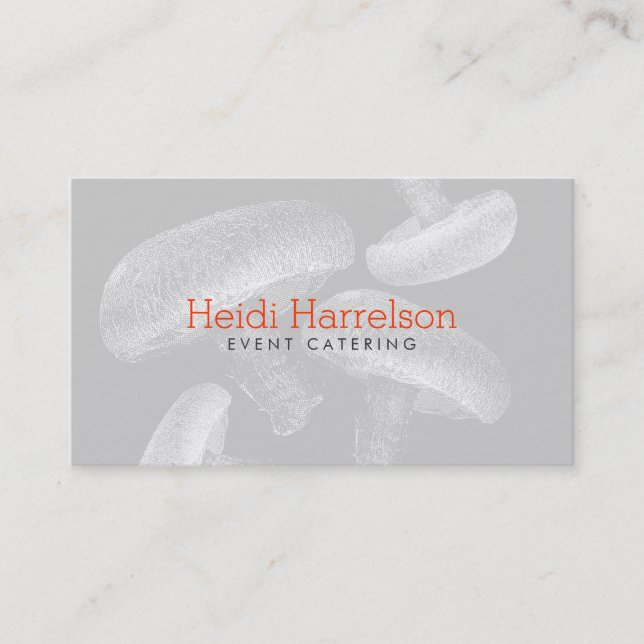 Mushroom Screen-Print Illustration White/Gray Business Card (Front)
