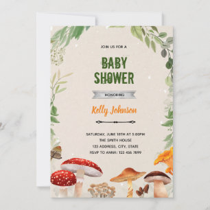 Mushroom shower birthday invitation