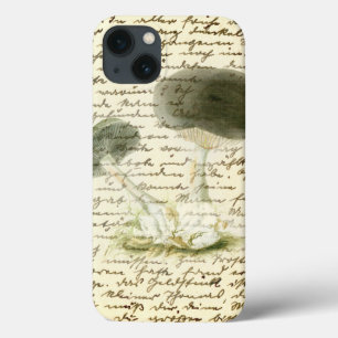 Mushroom sketch faded text distressed boho iPhone 13 case
