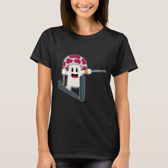 Mushroom Skier Ski Winter sports T-Shirt (Front)