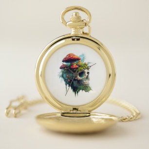 Mushroom Skull Grove Pocket Watch