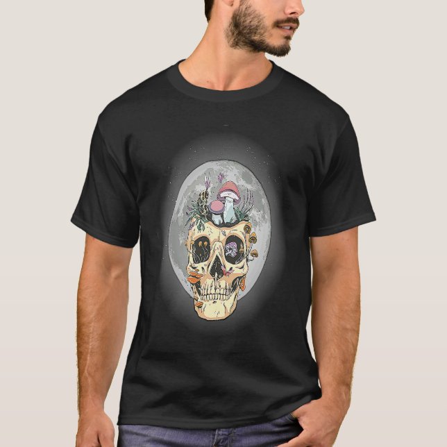 Mushroom Skull Moon Trippy T-Shirt (Front)