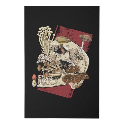 Mushroom Skull Mushrooms Collect Fungi Faux Canvas Print