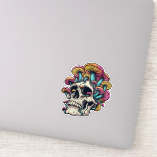 Mushroom Skull Psychedelic Cottagecore Whimsical  Sticker