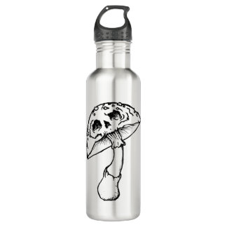 mushroom skull stainless steel water bottle