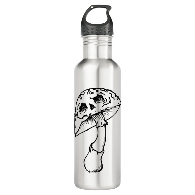 mushroom skull stainless steel water bottle (Front)