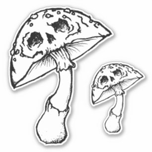 mushroom skull sticker