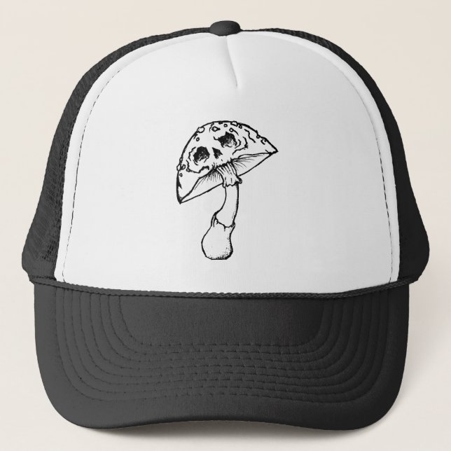 mushroom skull trucker hat (Front)