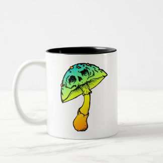 mushroom skull Two-Tone coffee mug