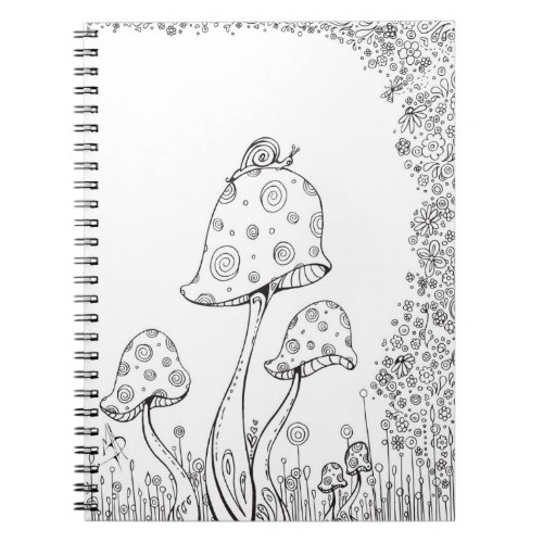 Mushroom Snail Notebook Coloring Book MADART