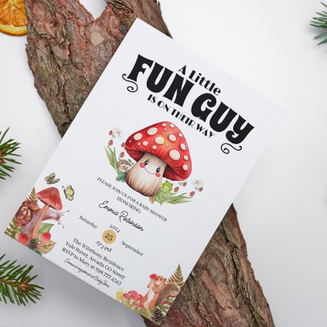 Mushroom Snail Woodland Fall baby shower Custom Invitation (mushroom baby shower baby shower invitations rustic woodland forest whimsical mother to be)