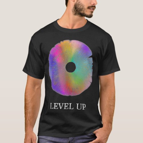 Mushroom Spore Print  Level Up Psychedelic Mushroo T_Shirt