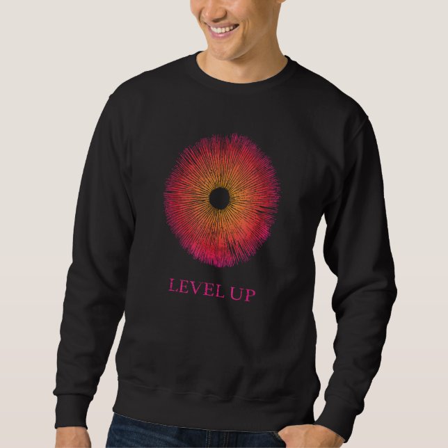 Mushroom Spore Print Level Up Psychedelic Mycology Sweatshirt (Front)