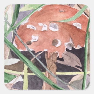 mushroom square sticker