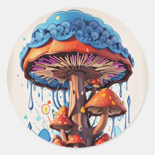 Magic Mushrooms Forest Psychedelic Fungi Sticker - Psychonautica